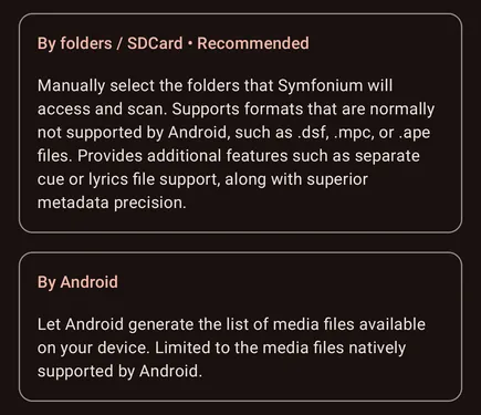 Local device provider media access selection screen