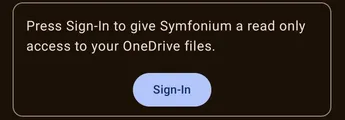 OneDrive provider setup screen in Symfonium