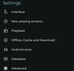 Symfonium settings screenshot 1
