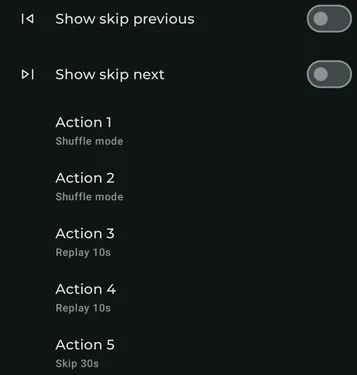Settings - Playback - Notification/Media session buttons screenshot 1