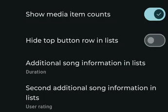 Settings - Interface - Media lists screenshot 1