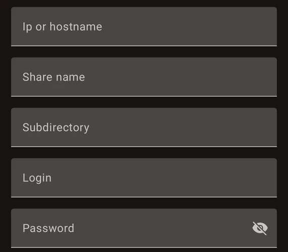 Samba SMB V2/V3 provider setup screen in Symfonium