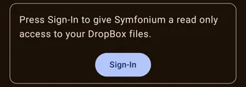 Dropbox provider setup screen in Symfonium