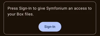 Box provider setup screen in Symfonium
