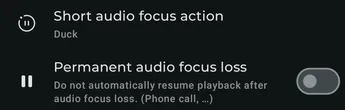 Settings - Playback - Audio focus screenshot 1