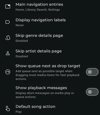 Settings - Interface - Navigation and media start screenshot 1