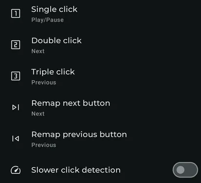 Settings - Playback - Headset buttons screenshot 1