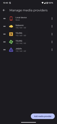 Settings - Manage media providers screenshot 1
