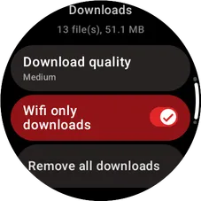 Wear OS download settings screen