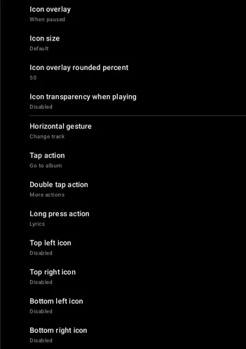 Expanded player cover art gesture and overlay settings