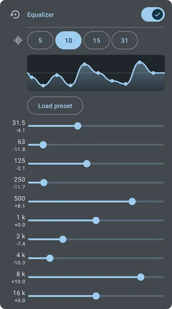 Classic equalizer band controls