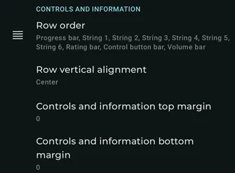 Expanded player controls and information row settings