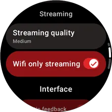 Wear OS streaming quality settings screen