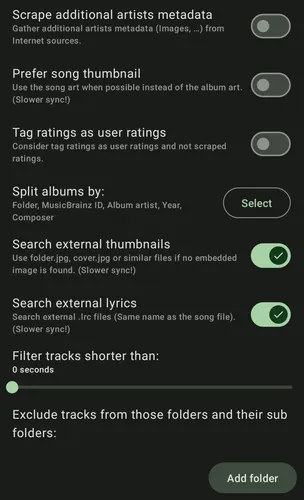 Local device provider full settings list