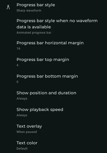 Expanded player progress bar settings