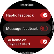 Wear OS interface settings screen
