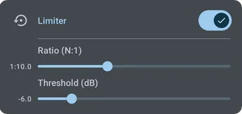 Limiter settings screen