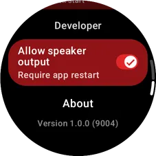 Wear OS developer settings screen