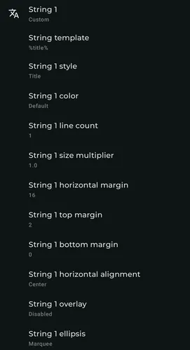 Expanded player custom string display settings