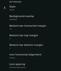 Expanded player bottom bar settings