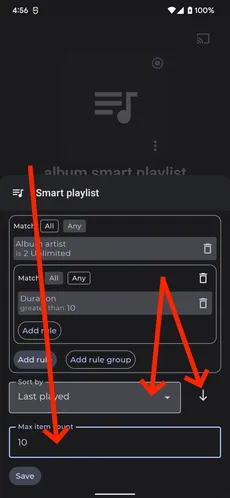 Smart playlists screenshot 2