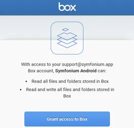 Box connection or authorization settings screen