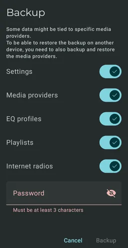 Settings - Backup & restore screenshot 2