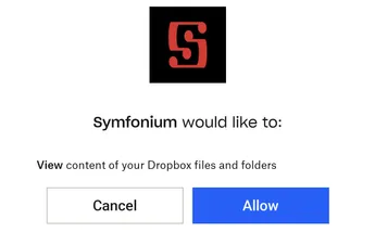 Dropbox connection or authorization settings screen