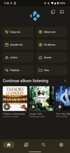 Symfonium home tab configuration screen