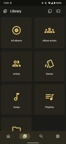 Symfonium library tab shortcut layout