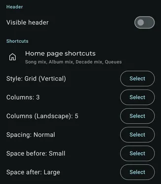 Settings - Interface - Home page screenshot 3
