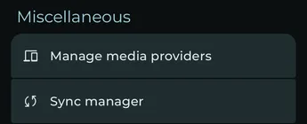 Sync manager in the Miscellaneous section of Settings