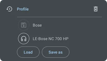 Equalizer profile management screen