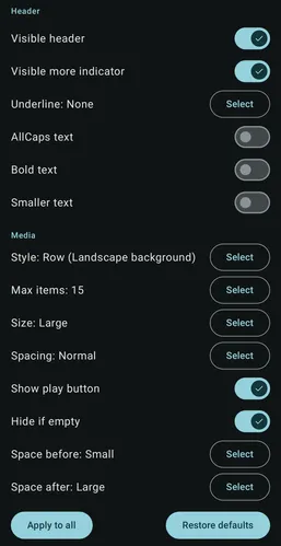 Settings - Interface - Home page screenshot 4