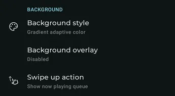 Expanded player background settings screen