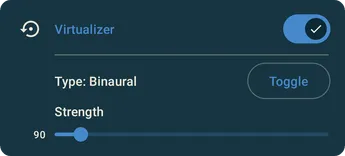 Virtualizer mode settings for headphones and speakers