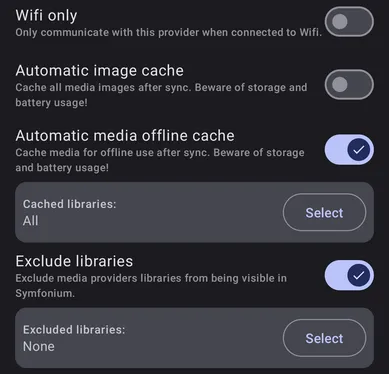 Audiobookshelf provider detailed settings list