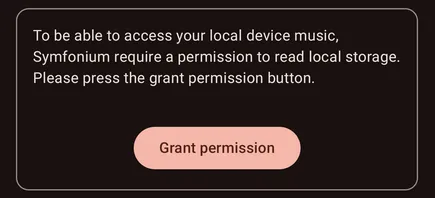 Grant permission button for access to local audio files