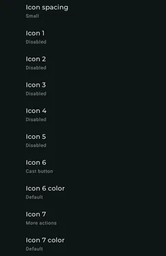 Expanded player top bar icon settings