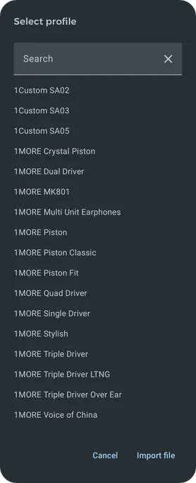 AutoEQ matching headphone profile list