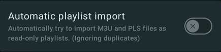 Automatic playlist import setting in Symfonium