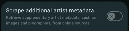Configuração «Obter metadados adicionais do artista» no Symfonium