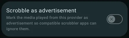Configuração «Scrobble como anúncio» no Symfonium