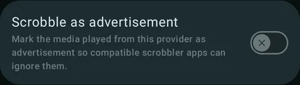 Scrobble as advertisement setting in Symfonium